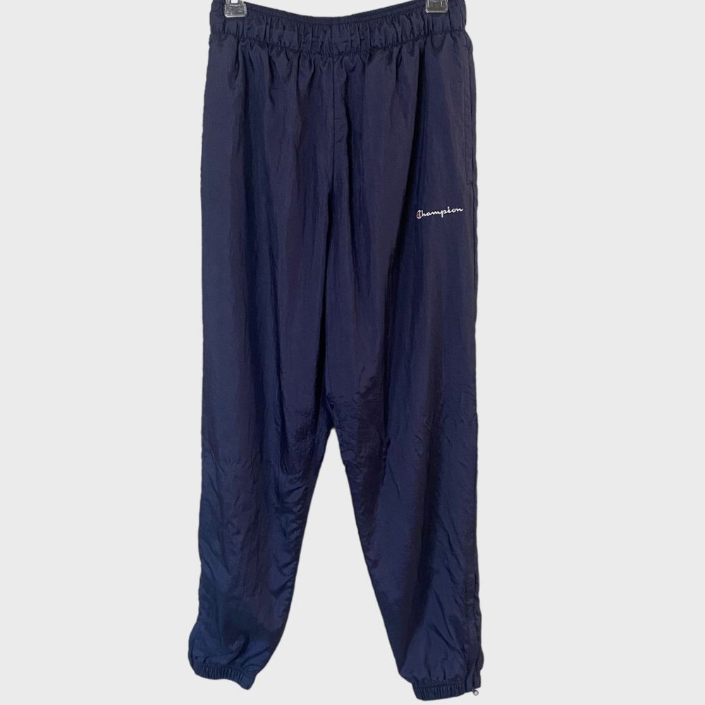 Champion Life Nylon Warm-Up Pants Mens Medium Navy Blue Relaxed Athletic Fit